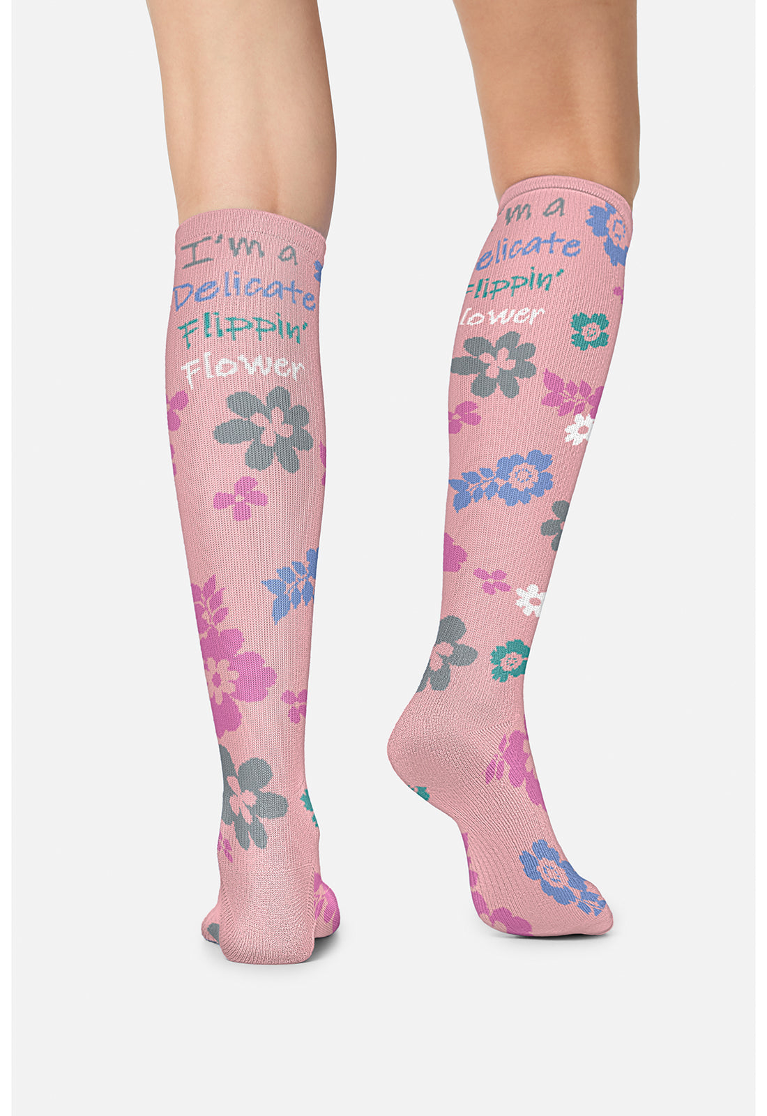 Legwear PRINTSUPPOR Women's 10-15Mmhg Compression Socks Delicate Flower