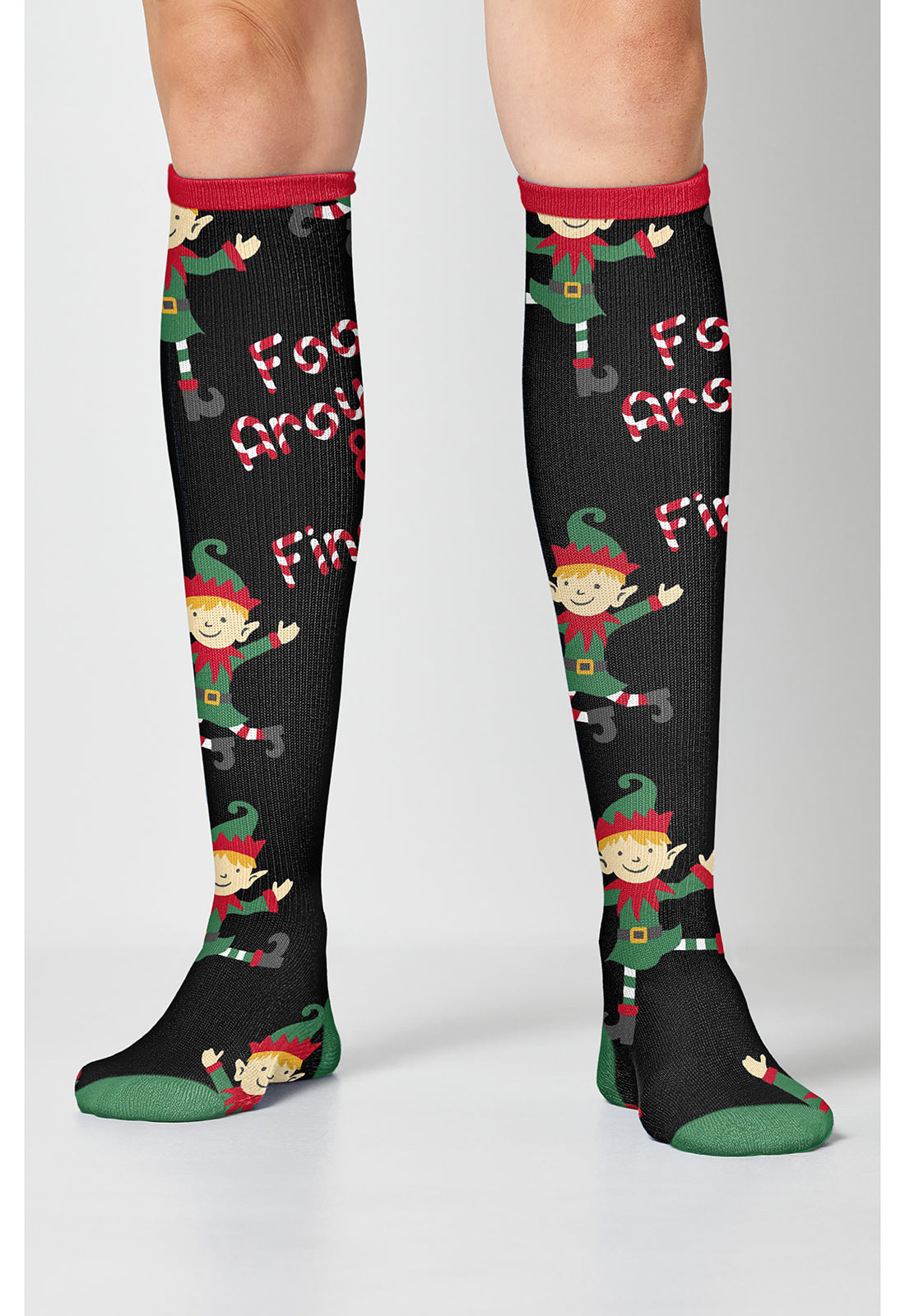 Legwear PRINTSUPPOR Women's 10-15mmHg Compression Socks Dancing Elves