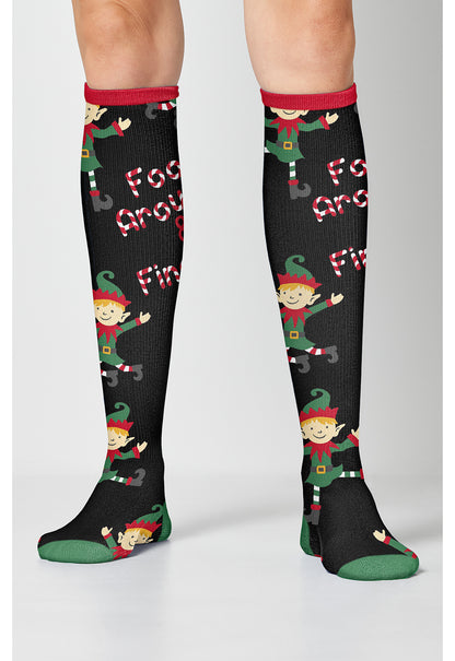 Legwear PRINTSUPPOR Women's 10-15mmHg Compression Socks Dancing Elves
