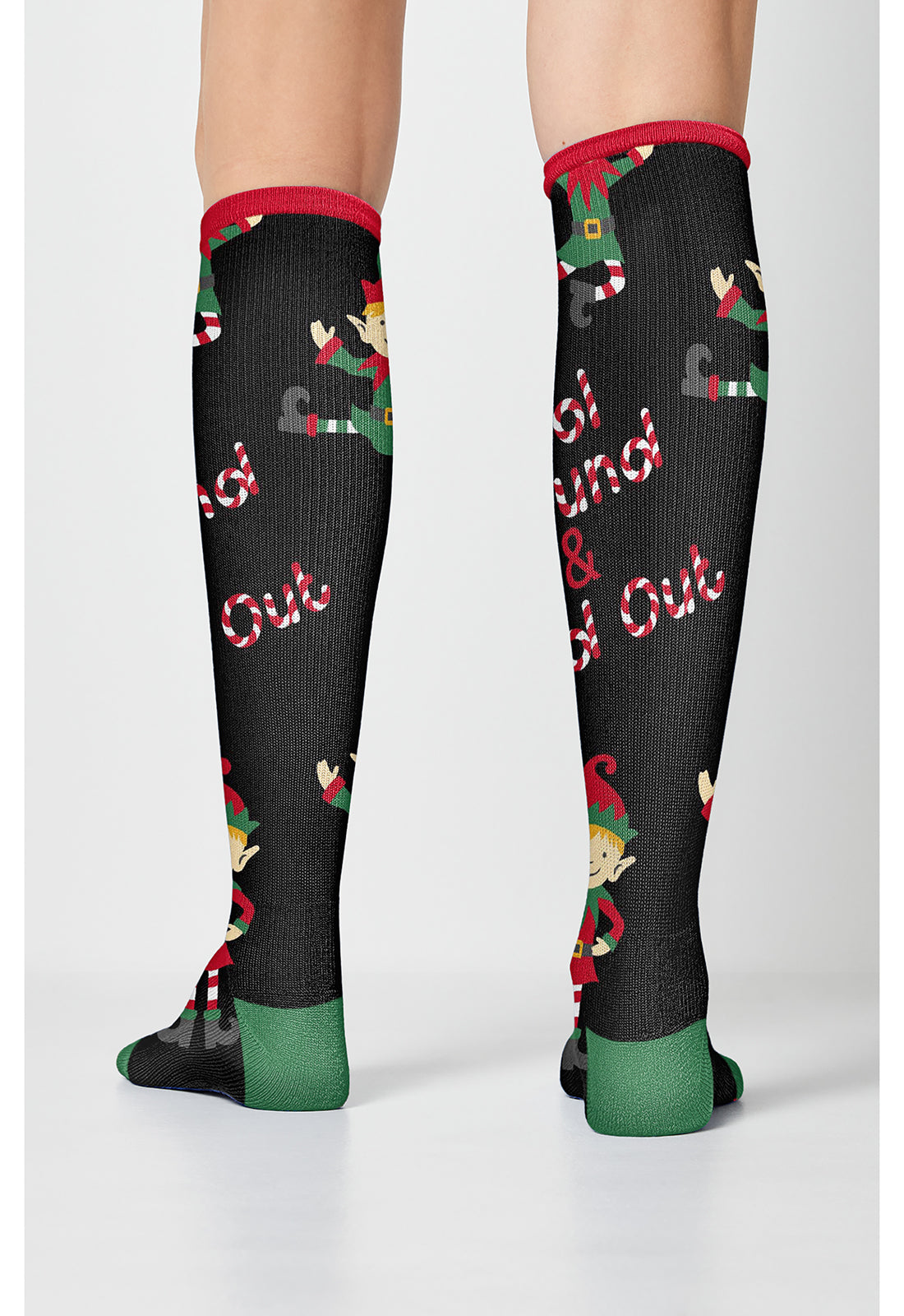 Legwear PRINTSUPPOR Women's 10-15mmHg Compression Socks Dancing Elves