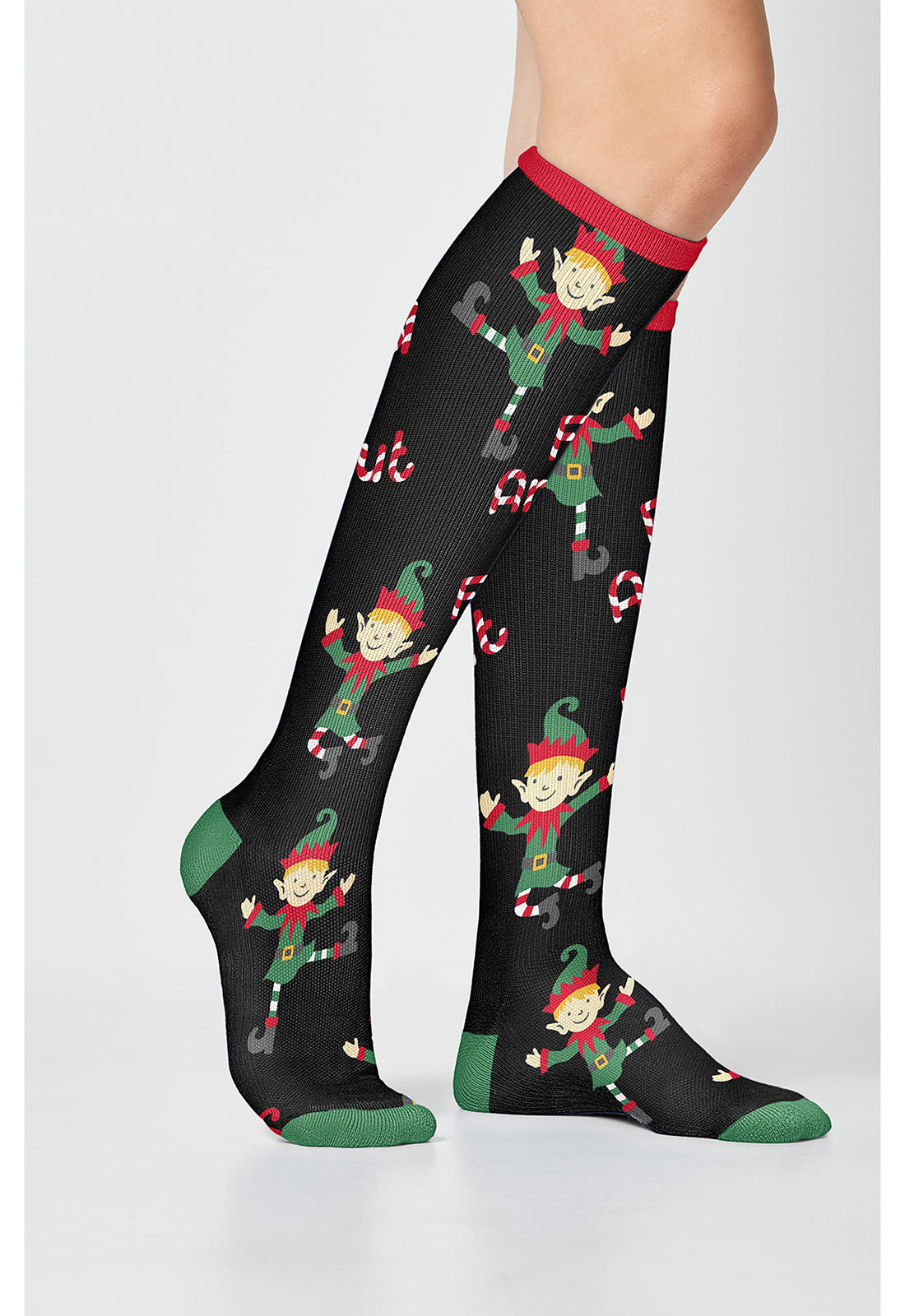 Legwear PRINTSUPPOR Women's 10-15mmHg Compression Socks Dancing Elves