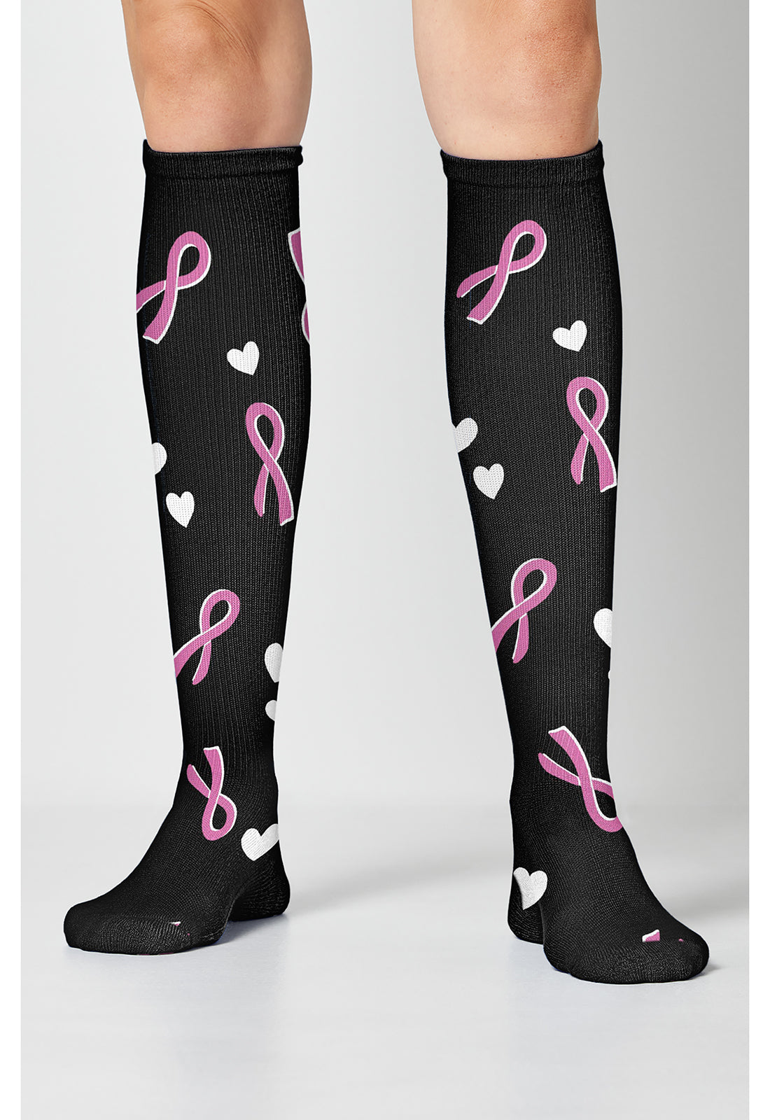 Legwear PRINTSUPPOR Women's 10-15mmHg Compression Socks Ribbons N Hearts