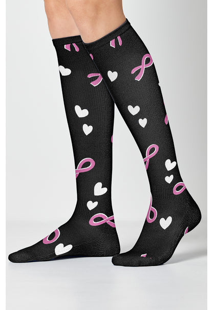 Legwear PRINTSUPPOR Women's 10-15mmHg Compression Socks Ribbons N Hearts