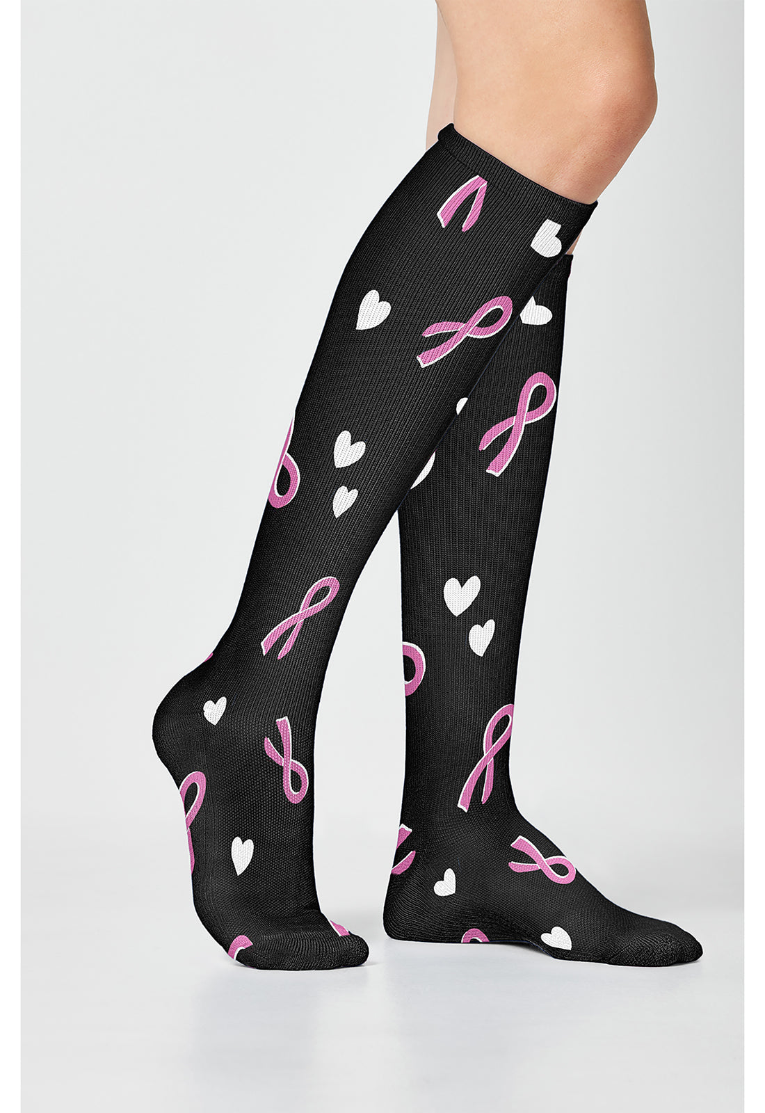 Legwear PRINTSUPPOR Women's 10-15mmHg Compression Socks Ribbons N Hearts