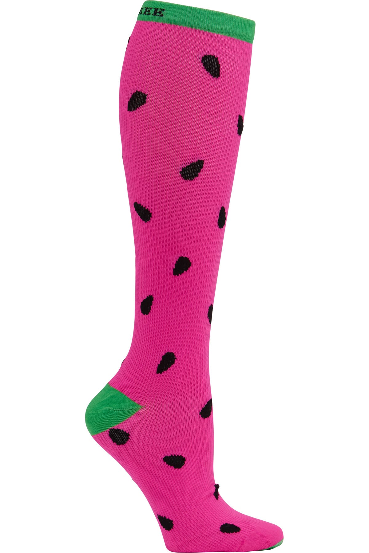 Legwear PRINTSUPPORT Women's 10-15mmHg Compression Socks Sweet Watermelon Model Image Front | Cherokee