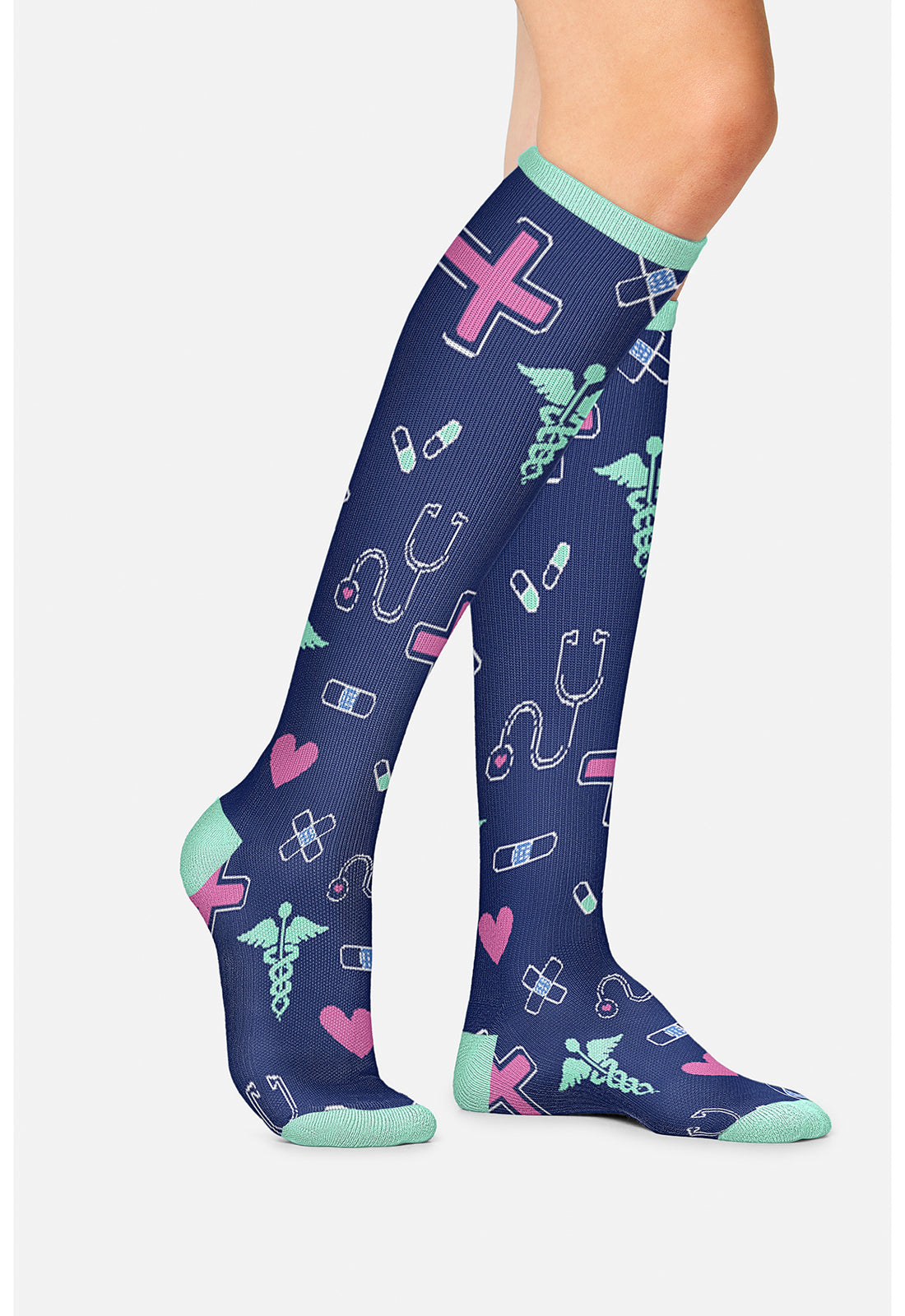 Legwear PRINTSUPPOR Women's 10-15Mmhg Compression Socks Symbols Of Care