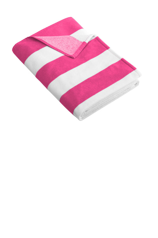 Port Authority Cabana Stripe Beach Towel PT43 Tropical Pink