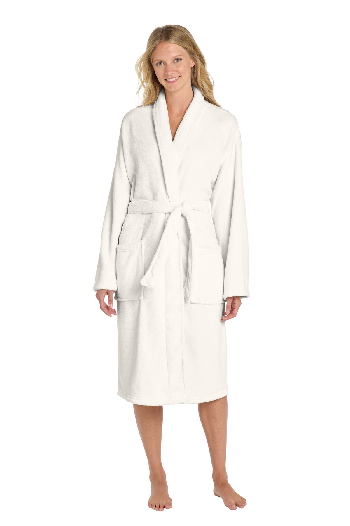 Port Authority Plush Microfleece Shawl Collar Robe. R102 Marshmallow