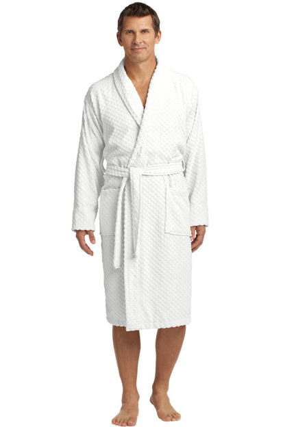 Port Authority Checkered Terry Shawl Collar Robe R103 White