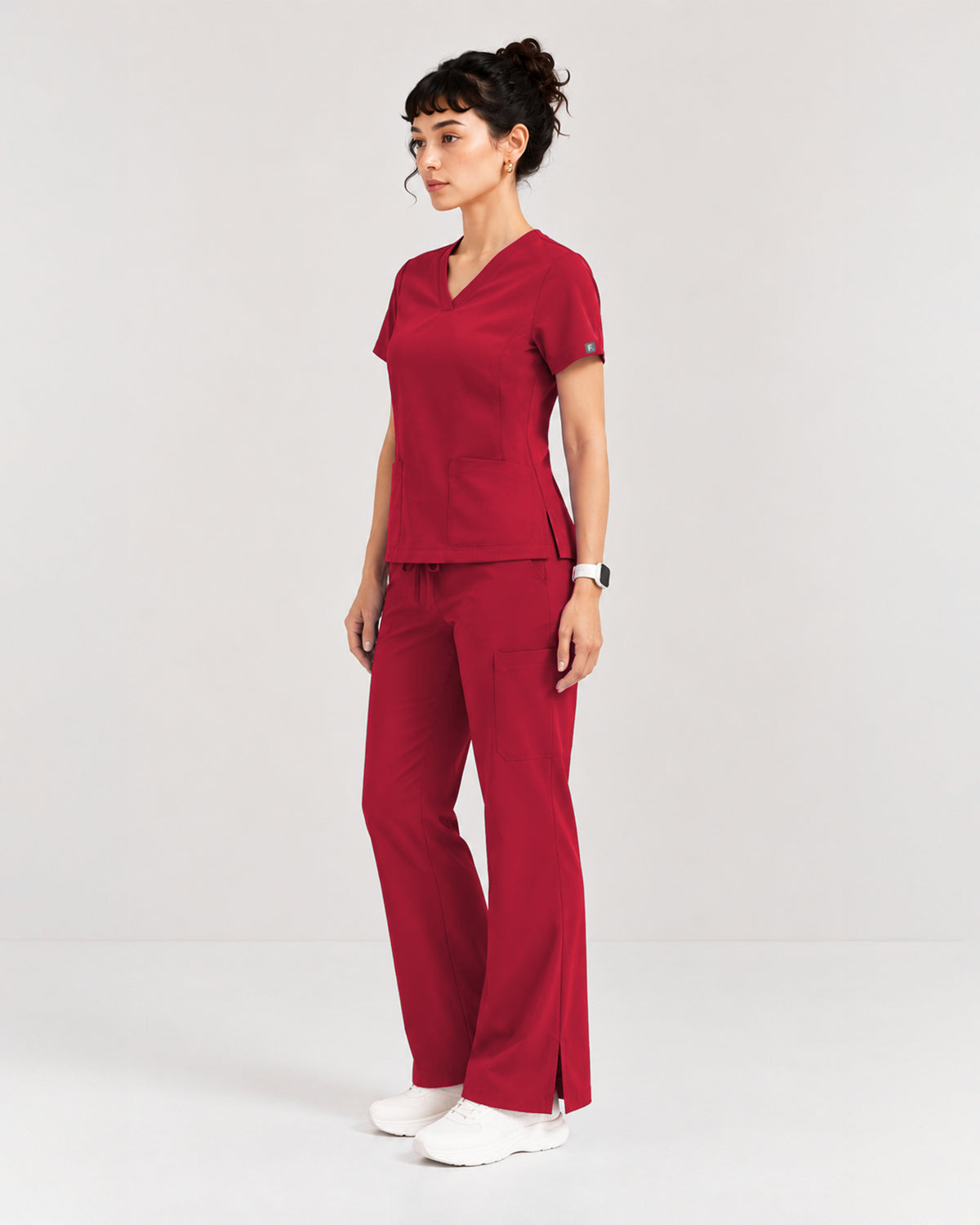 Foundry Women's 1005 Quinn 2 Pocket V-Neck Top Red