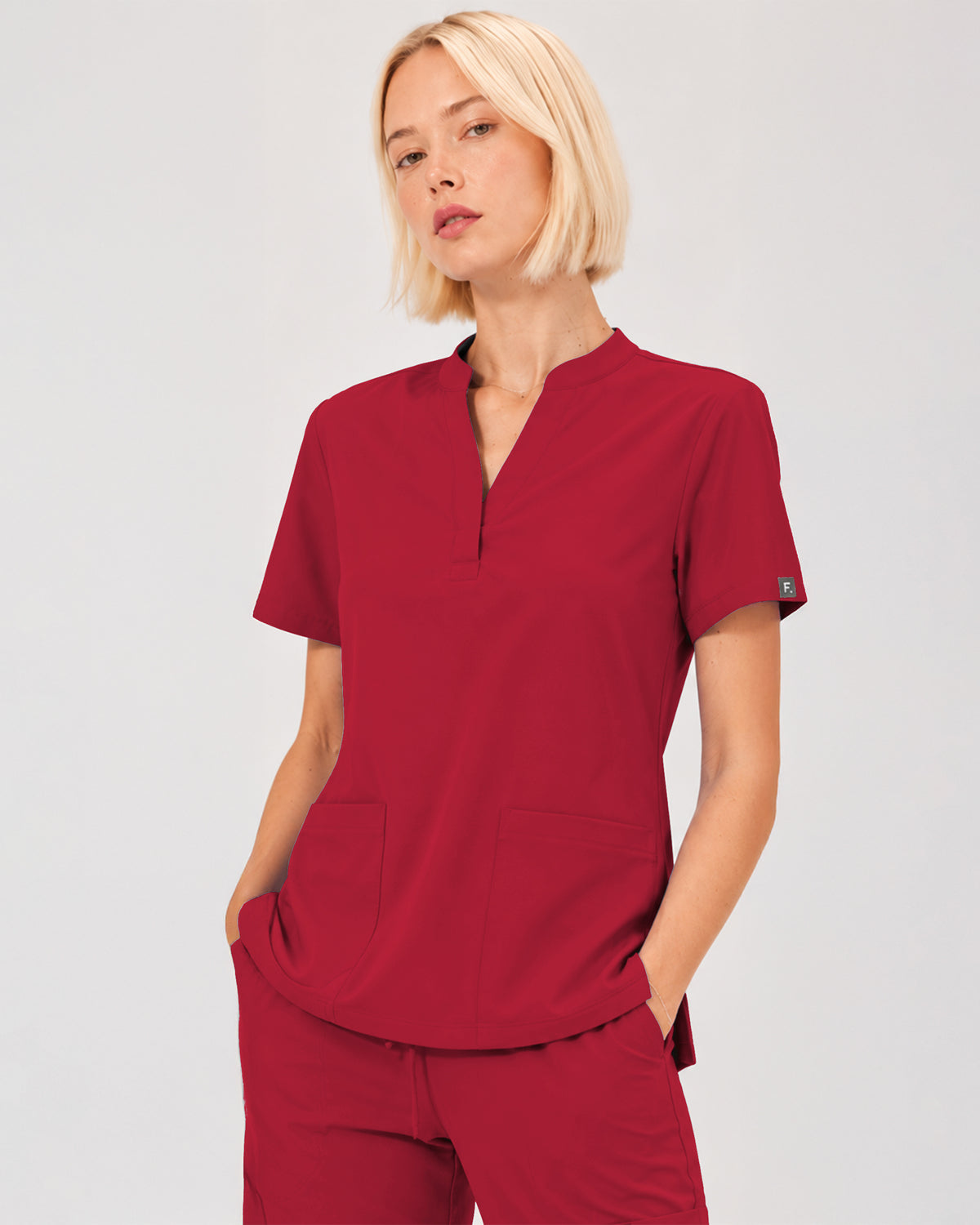Foundry Women's 1055 Arden 2 Pocket Mandarin Top Red