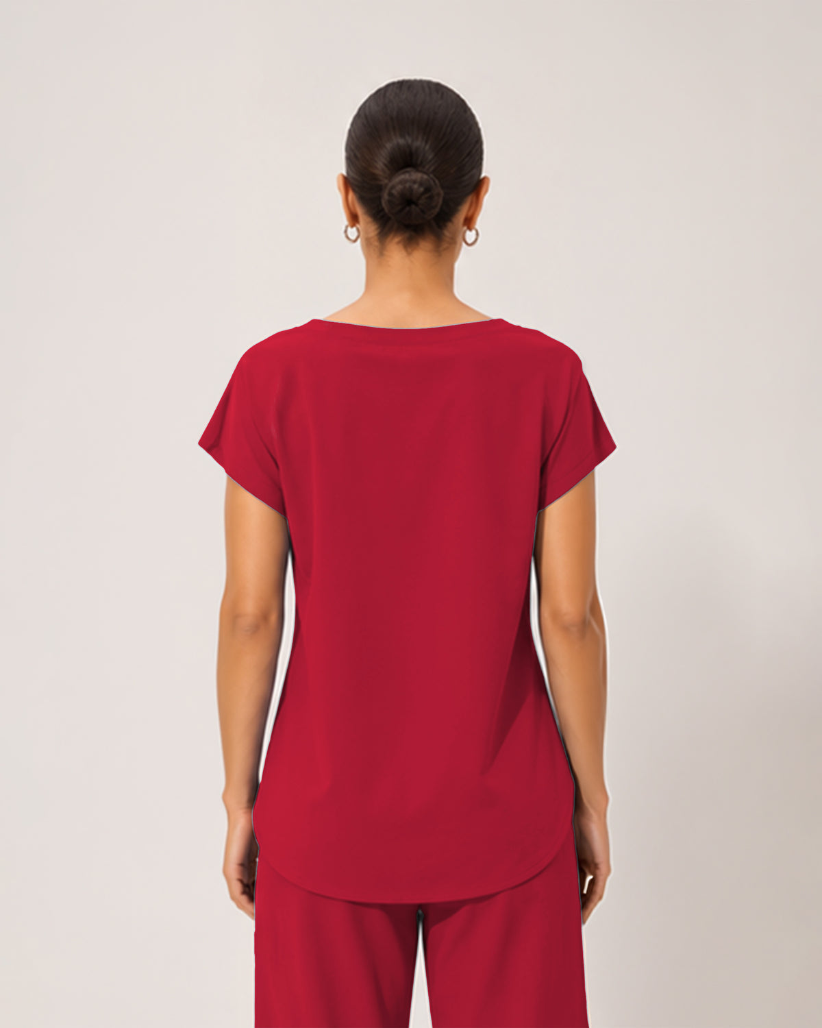 Foundry Women's 1215 Rowan 1 Pocket Boat Neck Dolman Top Red