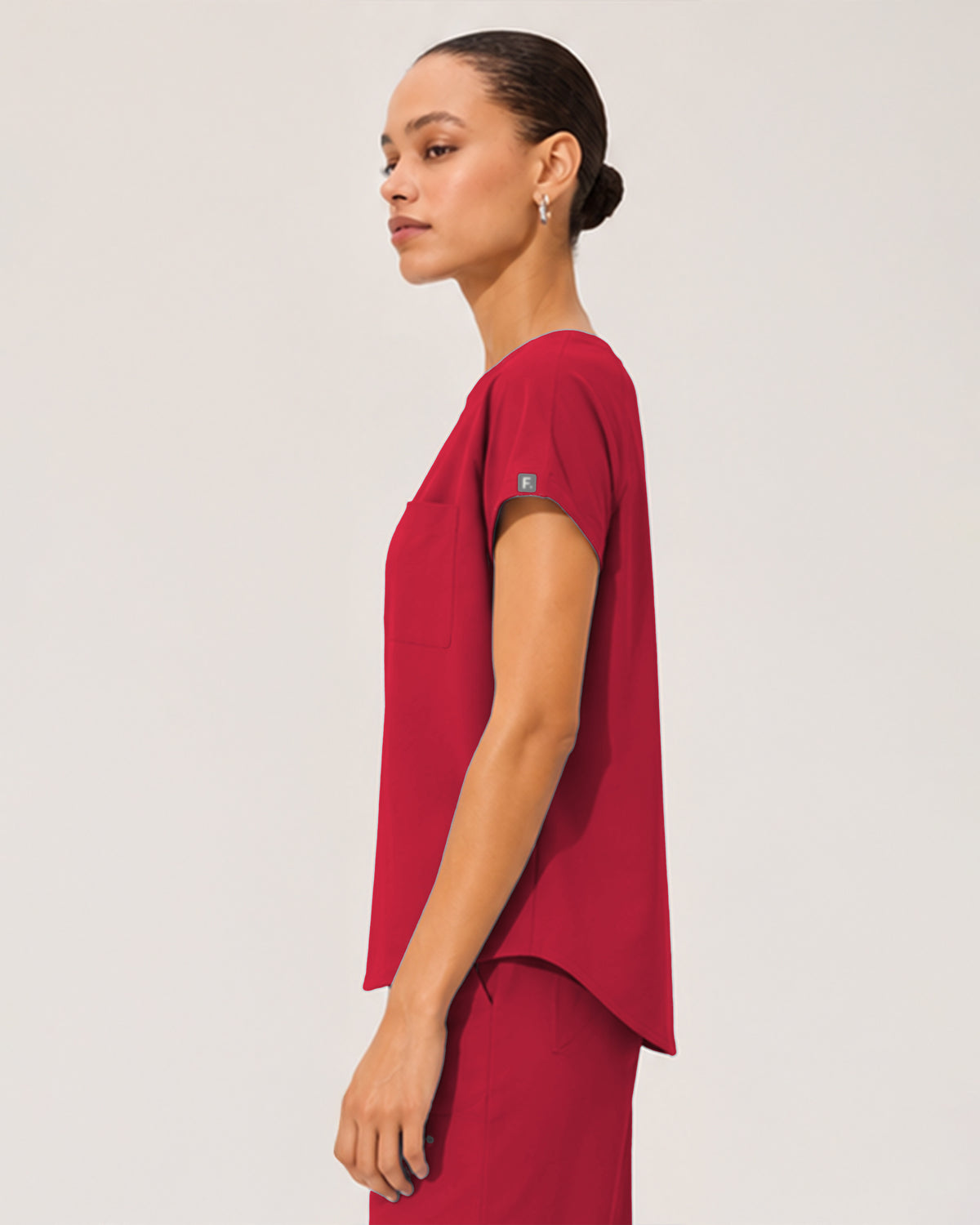 Foundry Women's 1215 Rowan 1 Pocket Boat Neck Dolman Top Red