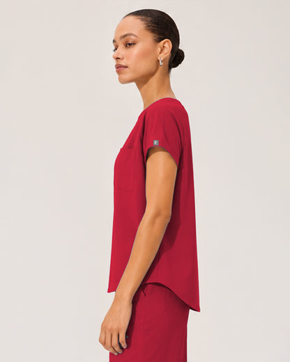 Foundry Women's 1215 Rowan 1 Pocket Boat Neck Dolman Top Red