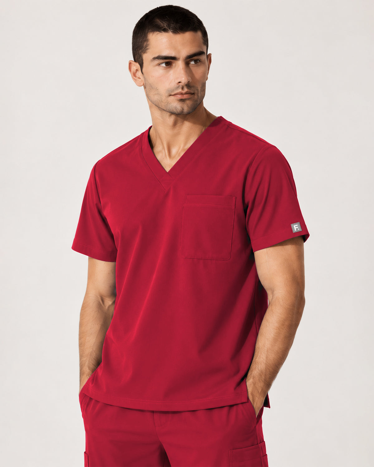 Foundry Men's 1505 Cobalt Men'S 1 Pocket V-Neck Top Red
