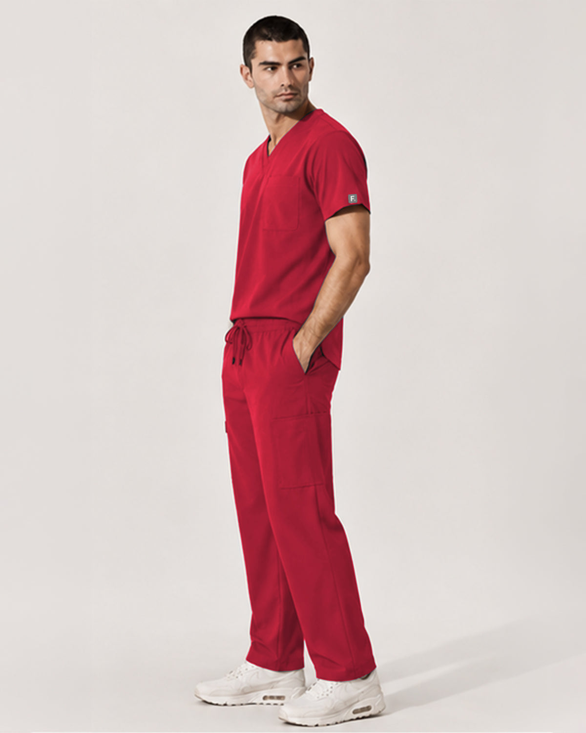 Foundry Men's 1505 Cobalt Men'S 1 Pocket V-Neck Top Red