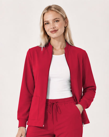 Foundry Women's 6005 Ellis 2 Pocket Scrub Jacket Red