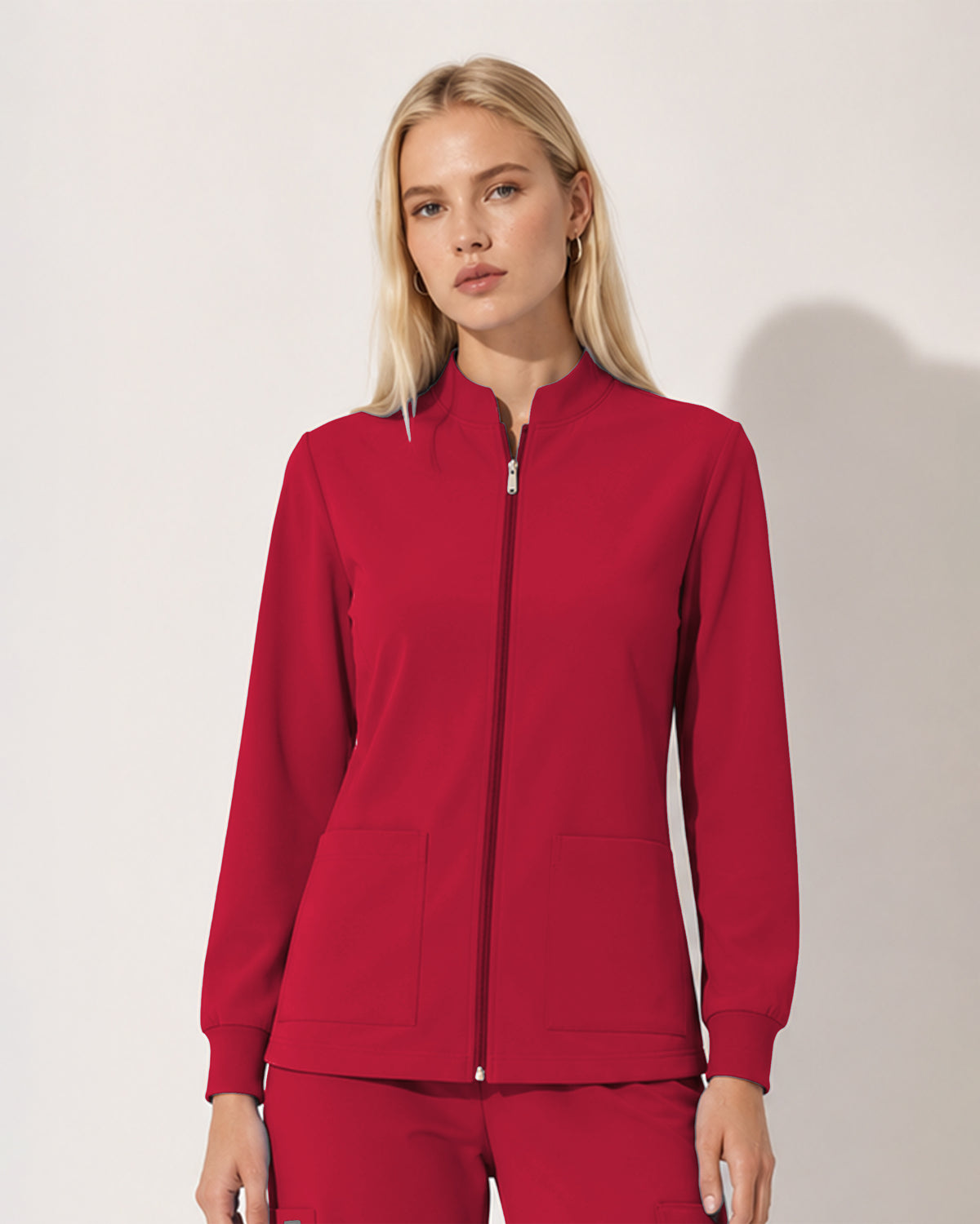 Foundry Women's 6005 Ellis 2 Pocket Scrub Jacket Red