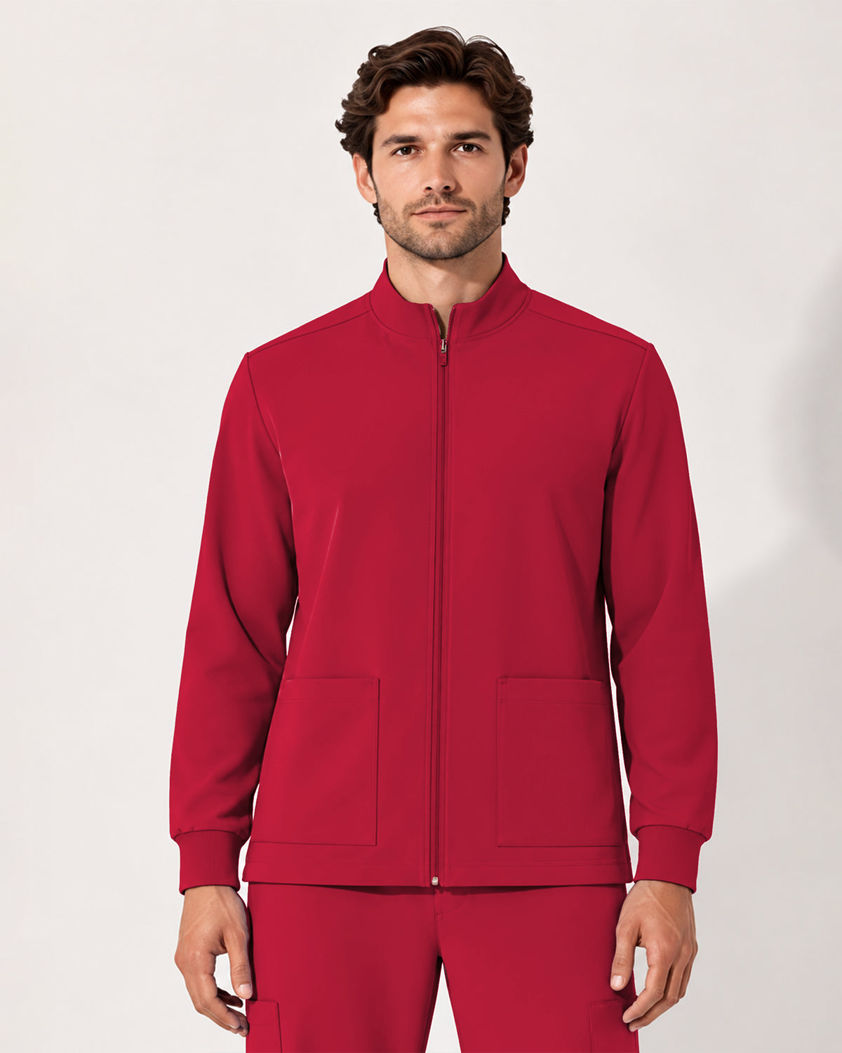 Foundry Men's 6505 Slate Men'S 2 Pocket Scrub Jacket Red
