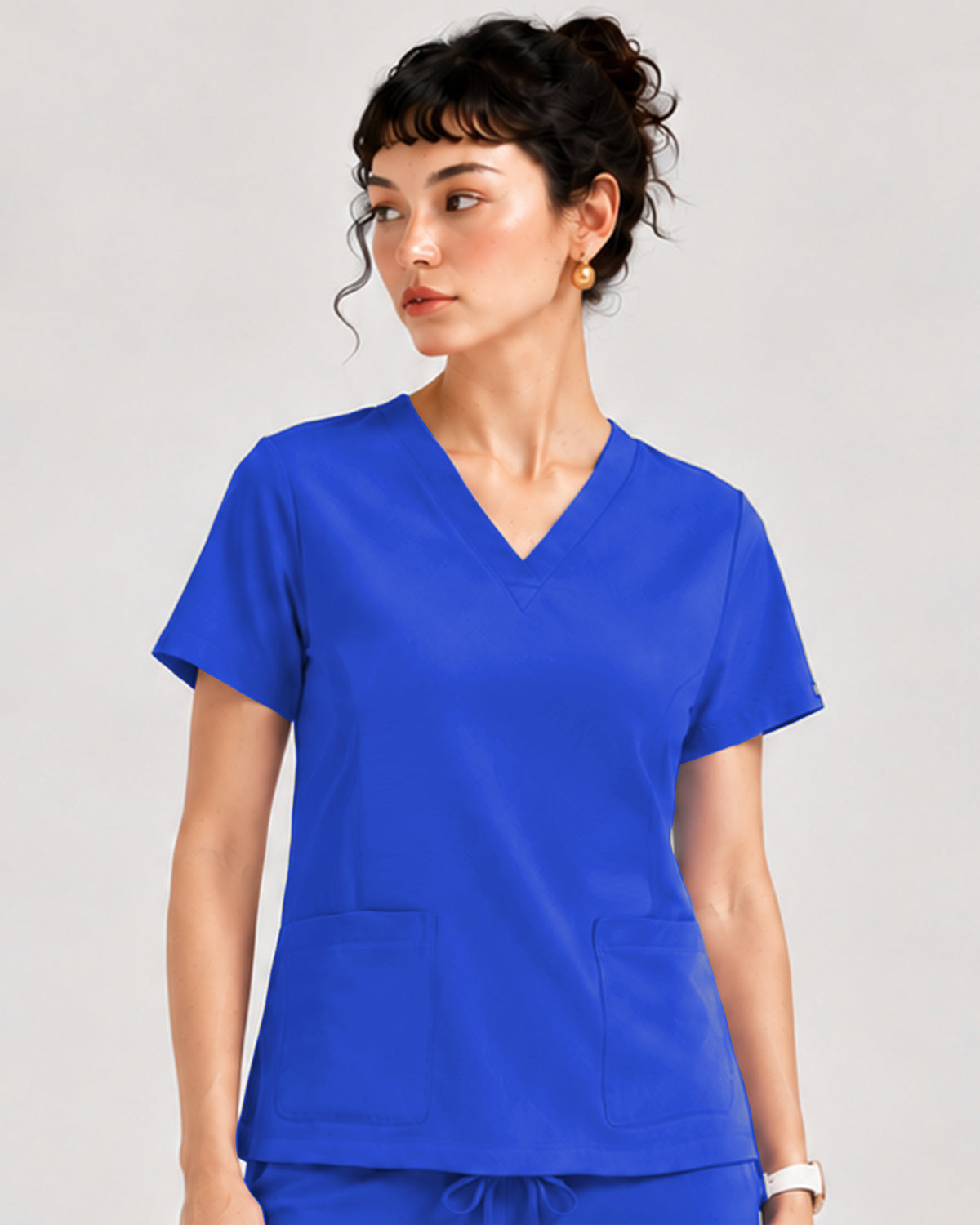 Foundry Women's 1005 Quinn 2 Pocket V-Neck Top Royal