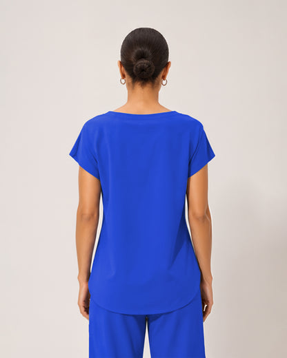Foundry Women's 1215 Rowan 1 Pocket Boat Neck Dolman Top Royal