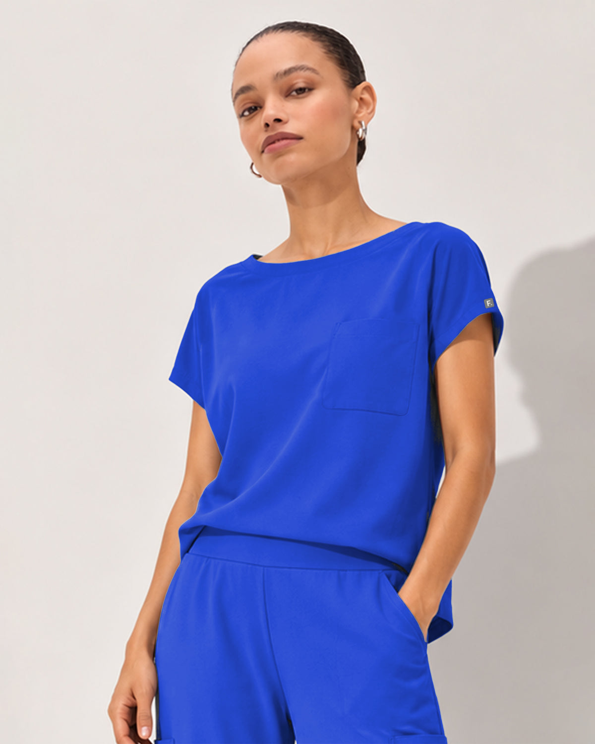 Foundry Women's 1215 Rowan 1 Pocket Boat Neck Dolman Top Royal