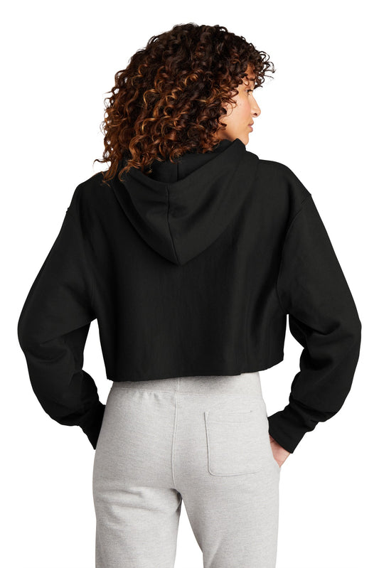 Champion Women's Reverse Weave Cropped Cut-Off Hooded Sweatshirt RW01W Black