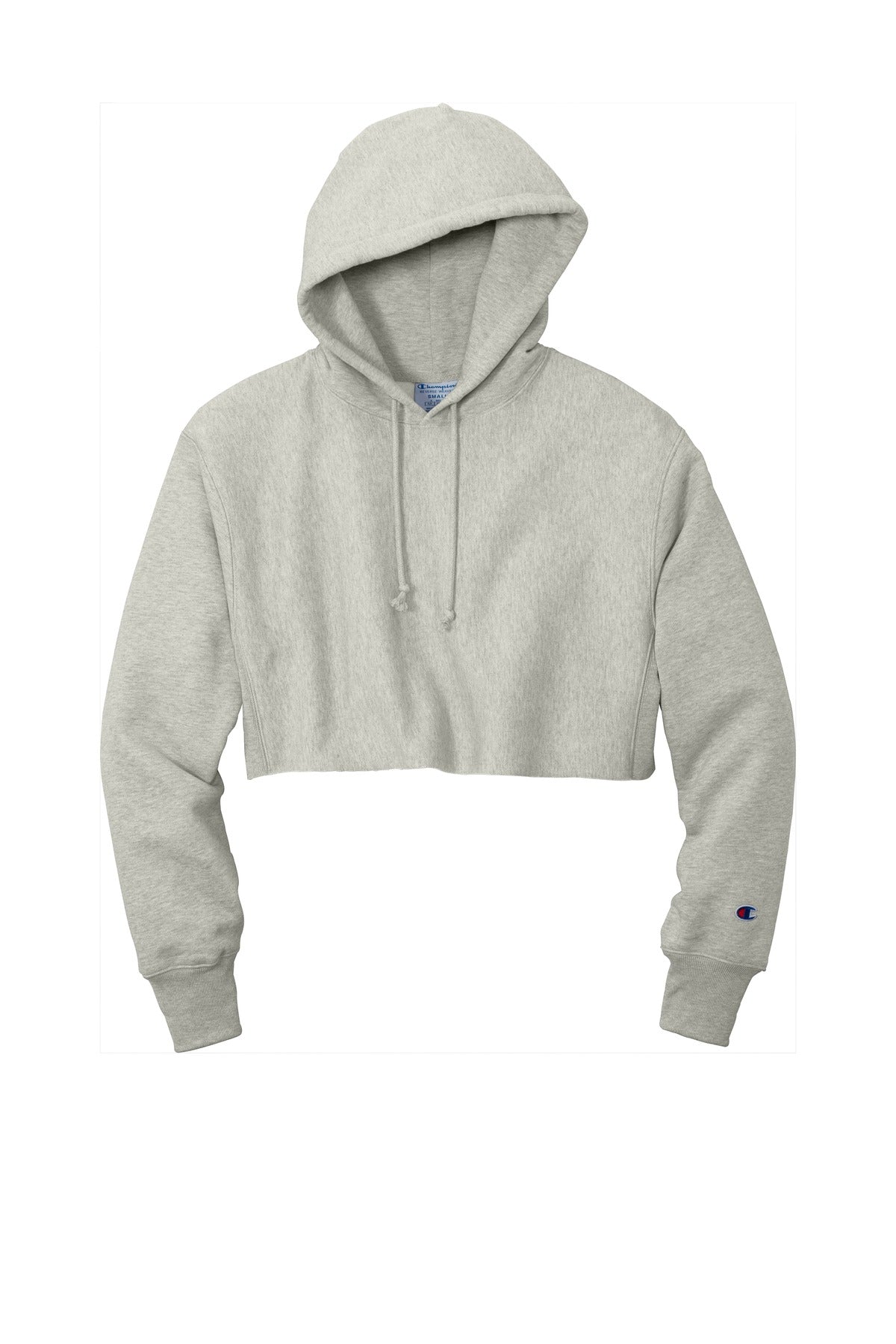 Champion Women's Reverse Weave Cropped Cut-Off Hooded Sweatshirt RW01W Oxford Grey