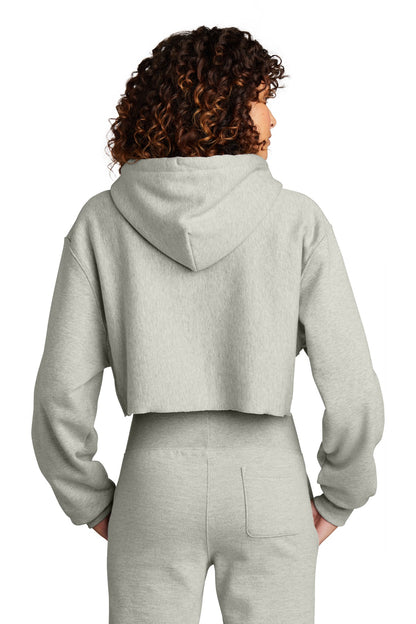 Champion Women's Reverse Weave Cropped Cut-Off Hooded Sweatshirt RW01W Oxford Grey