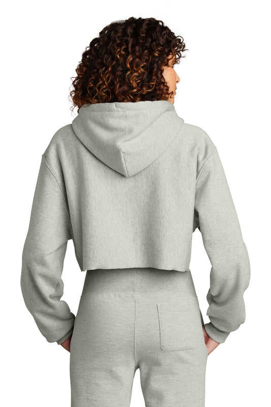 Champion Women's Reverse Weave Cropped Cut-Off Hooded Sweatshirt RW01W Oxford Grey