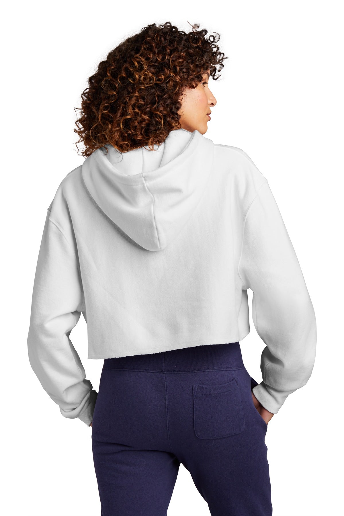 Champion Women's Reverse Weave Cropped Cut-Off Hooded Sweatshirt RW01W White