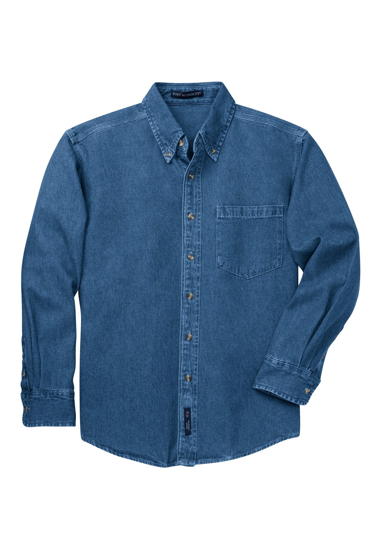 Port Authority Heavyweight Denim Shirt. S100 Dark Blue Stonewashed