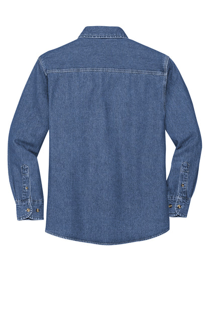 Port Authority Heavyweight Denim Shirt. S100 Dark Blue Stonewashed