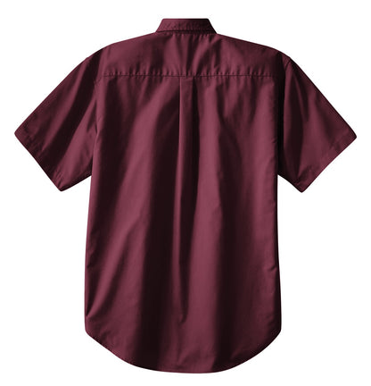 Port Authority Tall Short Sleeve Easy Care Shirt. TLS508 Burgundy/ Light Stone Tall