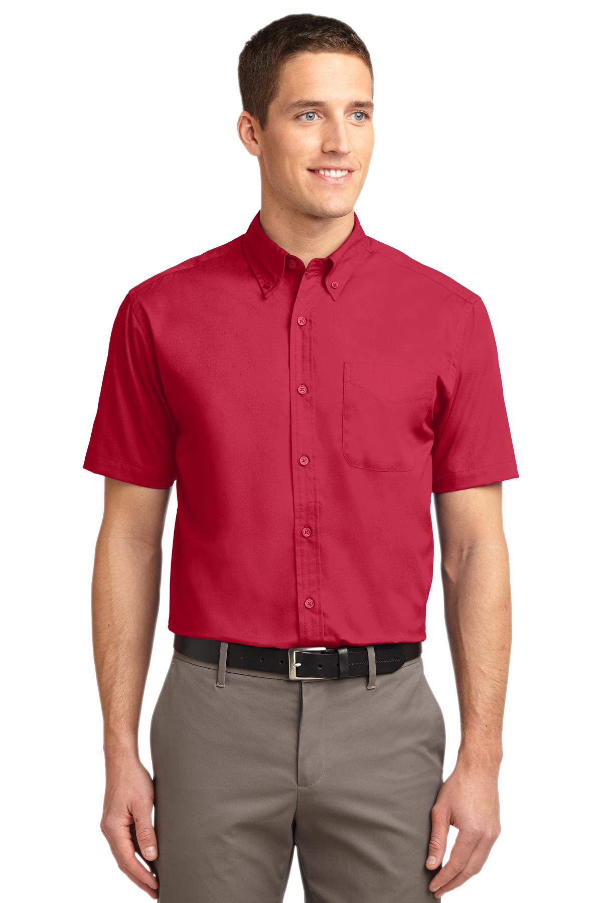 Port Authority Short Sleeve Easy Care Shirt S508 Red/ Light Stone