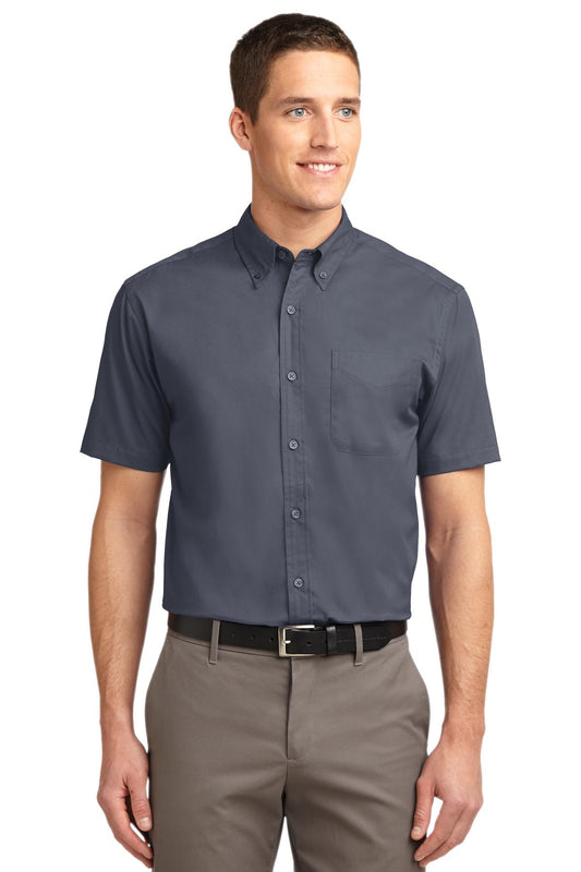 Port Authority Short Sleeve Easy Care Shirt.  S508 Steel Grey/ Light Stone