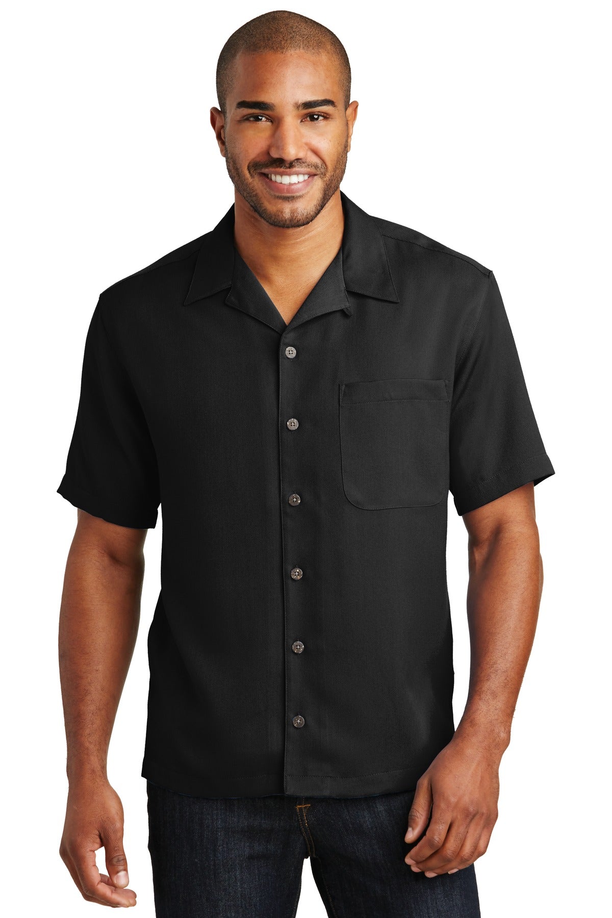 Port Authority Easy Care Camp Shirt.  S535 Black