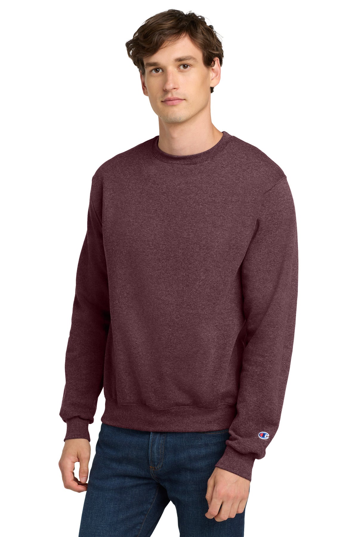 Champion Powerblend Crewneck Sweatshirt. S6000 Maroon Heather