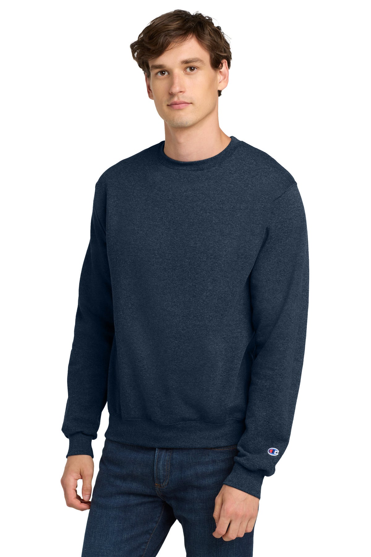 Champion Powerblend Crewneck Sweatshirt. S6000 Navy Heather