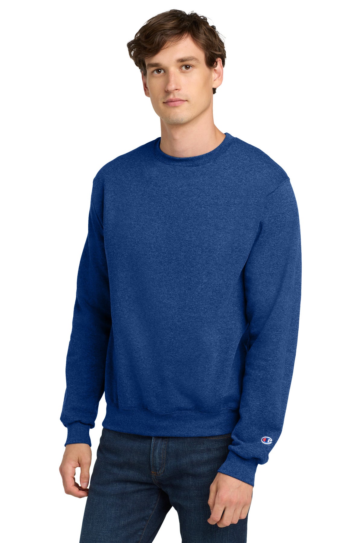 Champion Powerblend Crewneck Sweatshirt. S6000 Royal Blue Heather