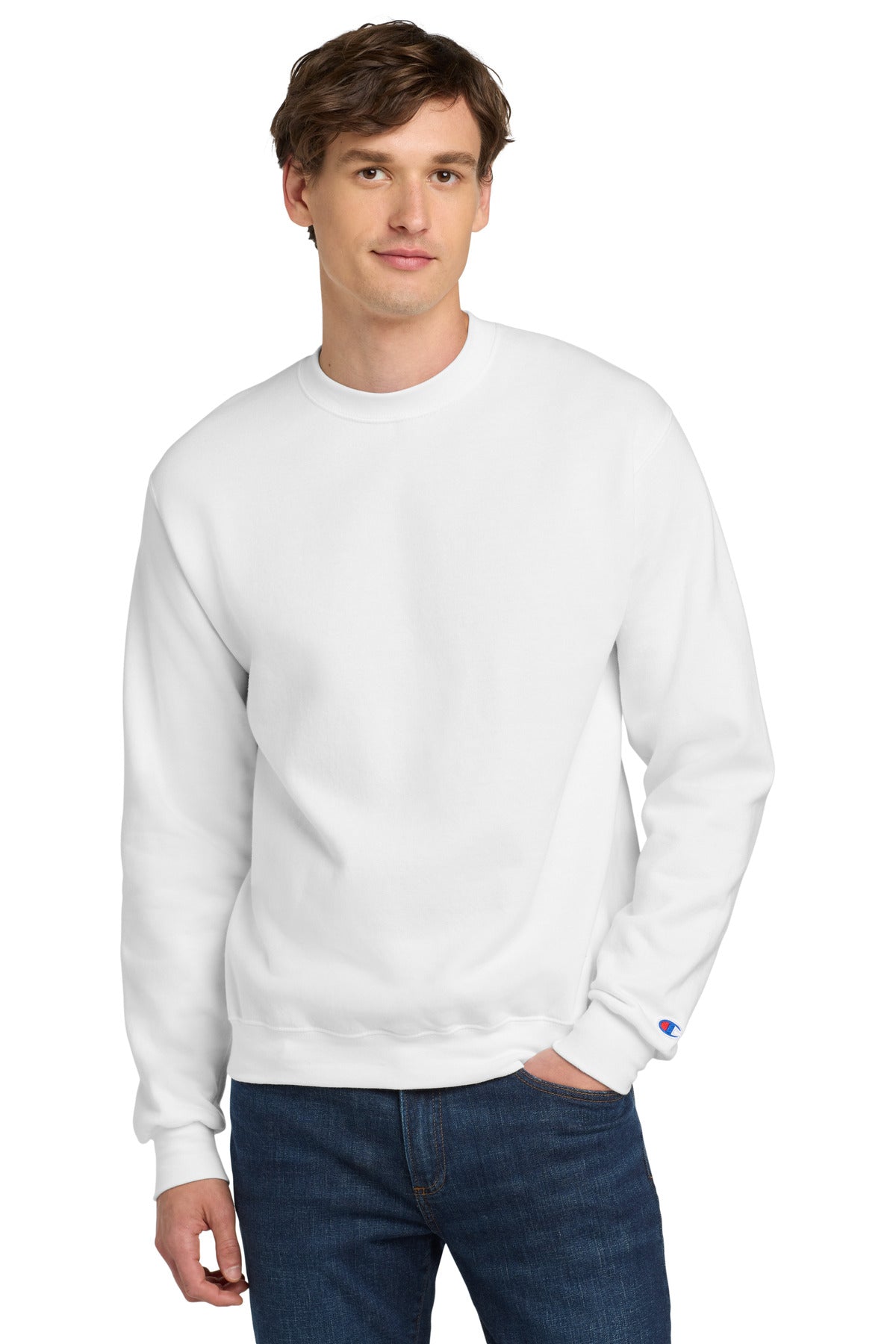 Champion Powerblend Crewneck Sweatshirt S6000 White