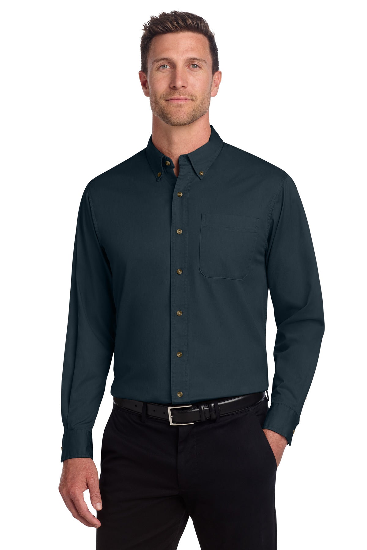 Port Authority Long Sleeve Twill Shirt S600T Classic Navy