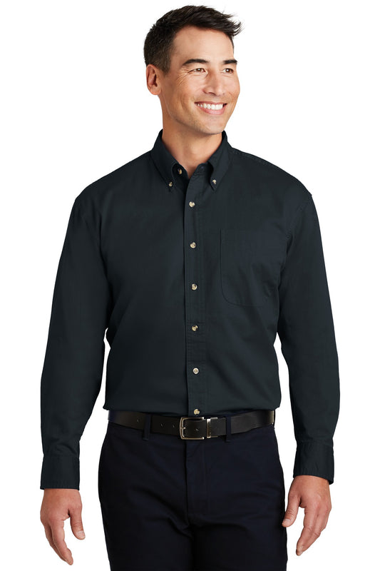 Port Authority Long Sleeve Twill Shirt.  S600T Classic Navy