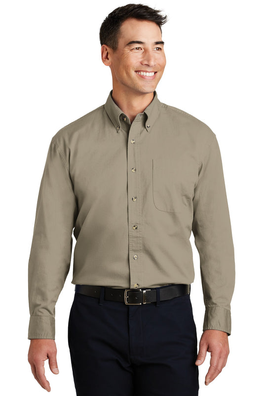 Port Authority Long Sleeve Twill Shirt.  S600T Khaki