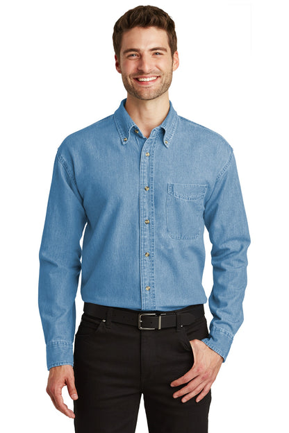 Port Authority Long Sleeve Denim Shirt. S600 Faded Denim