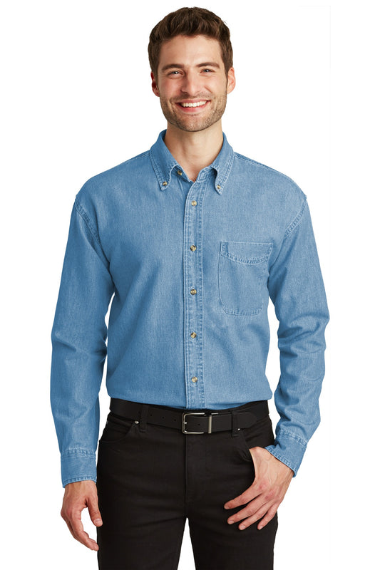 Port Authority Long Sleeve Denim Shirt. S600 Faded Denim