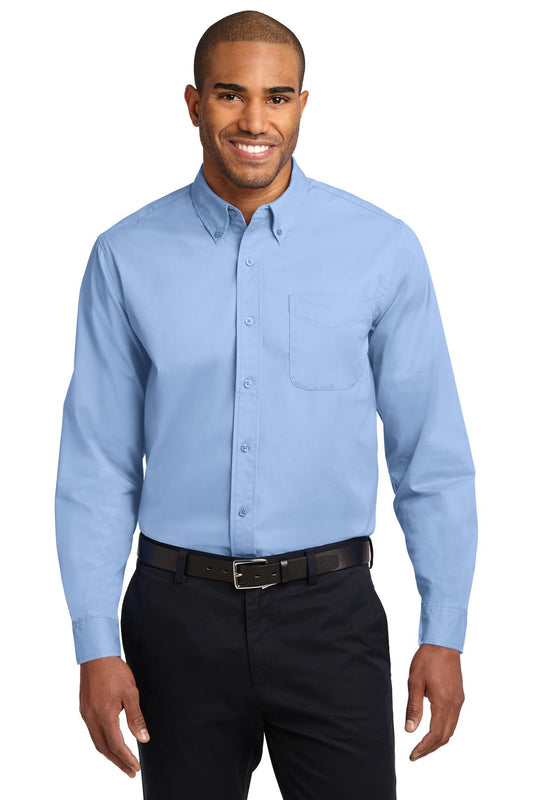 Port Authority Extended Size Long Sleeve Easy Care Shirt S608ES Light Blue/ Light Stone