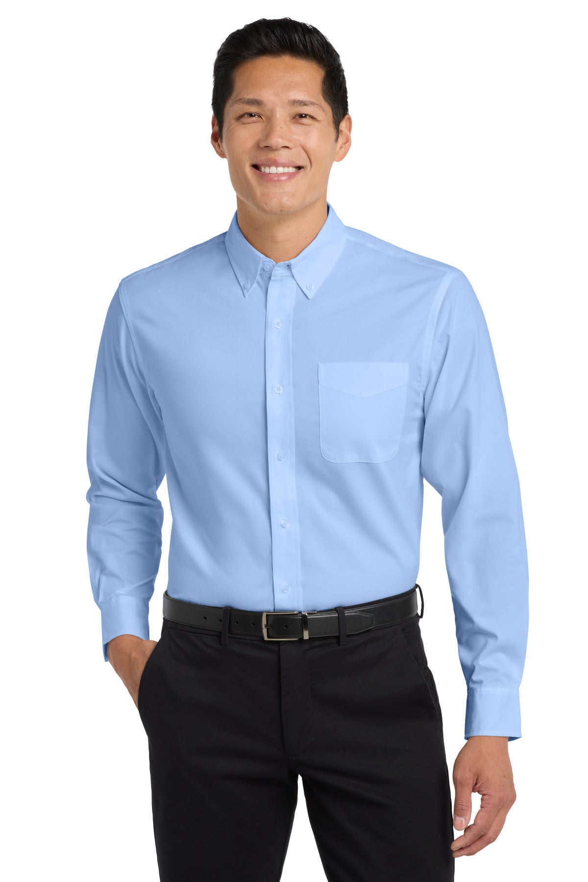 Port Authority Extended Size Long Sleeve Easy Care Shirt S608ES Light Blue/ Light Stone