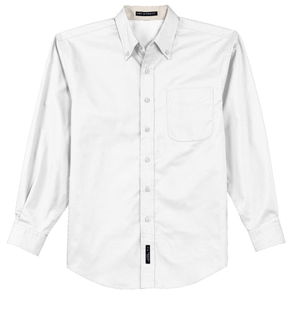 Port Authority Long Sleeve Easy Care Shirt S608 White/ Light Stone