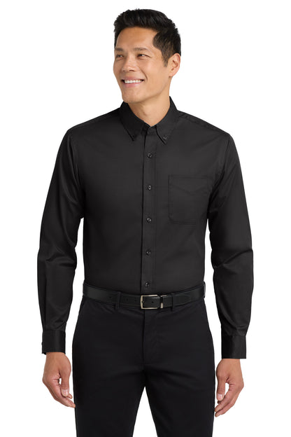 Port Authority Long Sleeve Easy Care Shirt S608 Black/ Light Stone